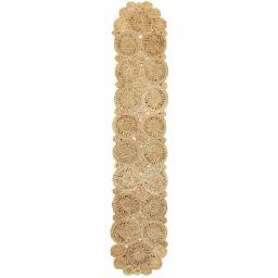 LR Resources Natural Jute Rectangle Indoor Table Runner, 16 in. x 80 in., Bohemian Farmhouse Style thumbnail 1