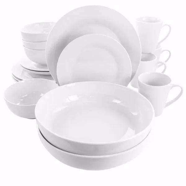 Elama Carey 18-Piece White Porcelain Dinnerware Set, Service for 4