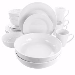 Elama Carey 18-Piece White Porcelain Dinnerware Set, Service for 4 thumbnail 1