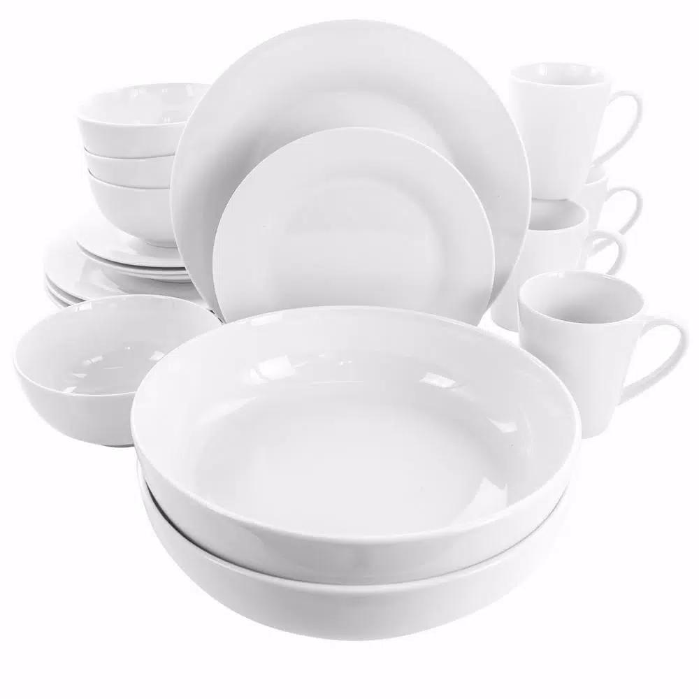Elama Carey 18-Piece White Porcelain Dinnerware Set, Service for 4