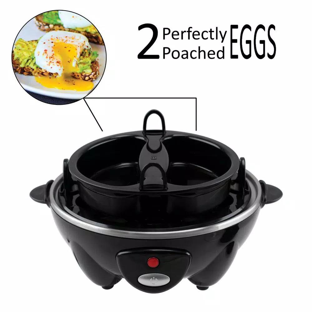 Brentwood 7-Egg Black Electric Egg Cooker with Auto Shutoff, Poaching Tray & Omelet Maker