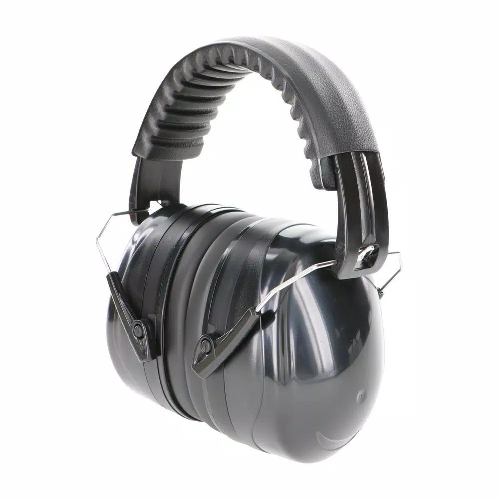 HDX Black Folding Ear Muffs, NRR 26 dB Noise Reduction, Over-the-Head Hearing Protection