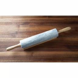 Fox Run White Marble Rolling Pin with Wooden Handles and Base thumbnail 5