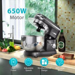 VIVOHOME 650W 6-Qt. Tilt-Head Kitchen Stand Mixer with Stainless Steel Bowl and 6 Speeds, Gray thumbnail 5