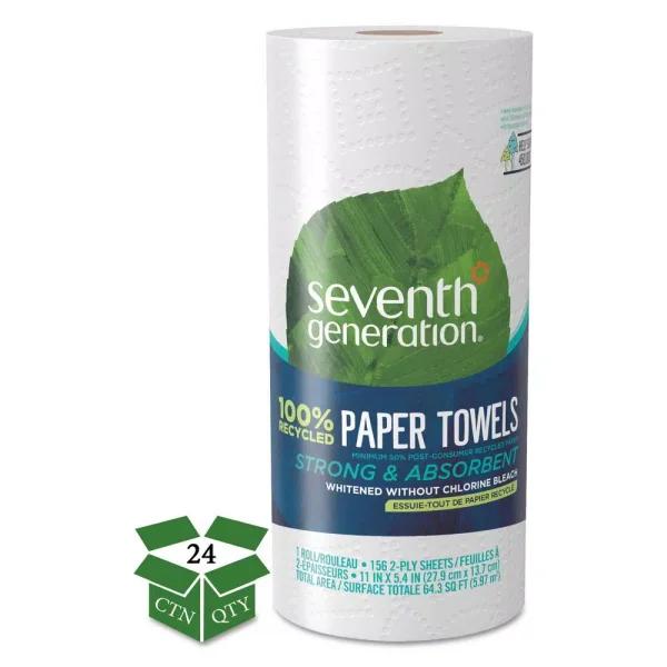 SEVENTH GENERATION 100% Recycled Paper Towel Rolls, 2-Ply, 11 x 5.4 in., 24 Rolls per Carton