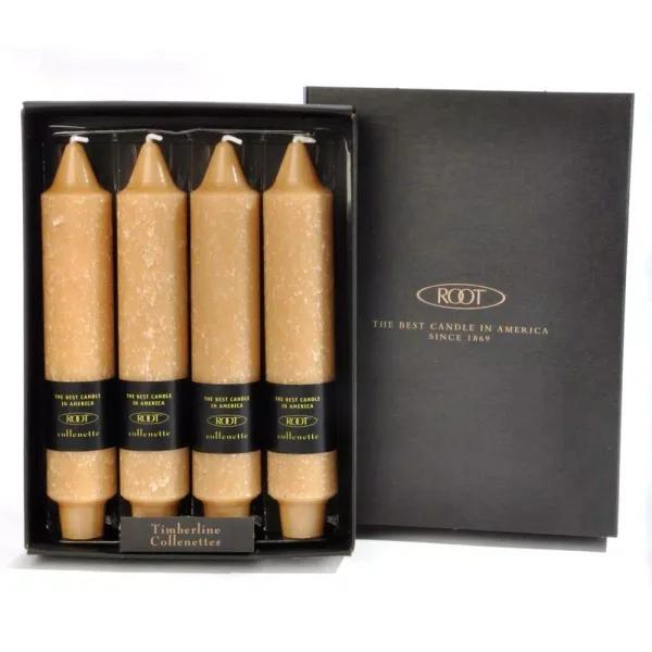 ROOT CANDLES A.I. Root 7 in. Timberline Collenette Beeswax Enriched Taper Dinner Candles, Beige (Box of 4)