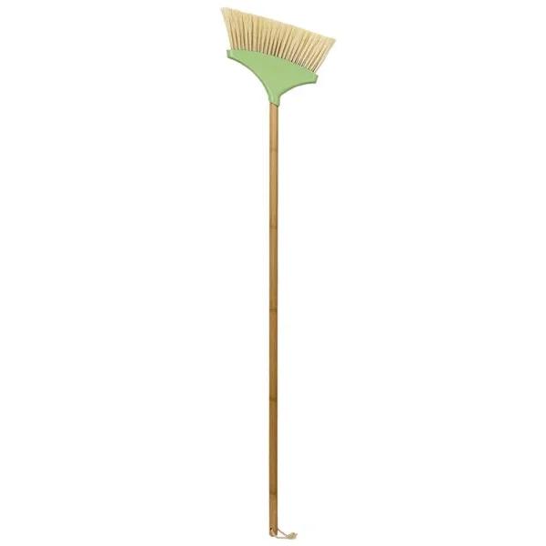 Home Basics Bliss 10 in. Angle Broom with Eco-Friendly Bamboo Handle and Nylon Bristles