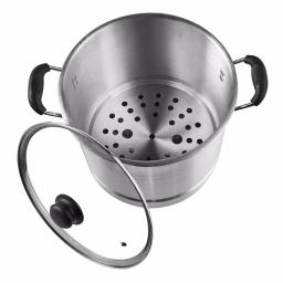 IMUSA 20 Qt. Aluminum Stovetop Steamer Set with Tempered Glass Lid thumbnail 3
