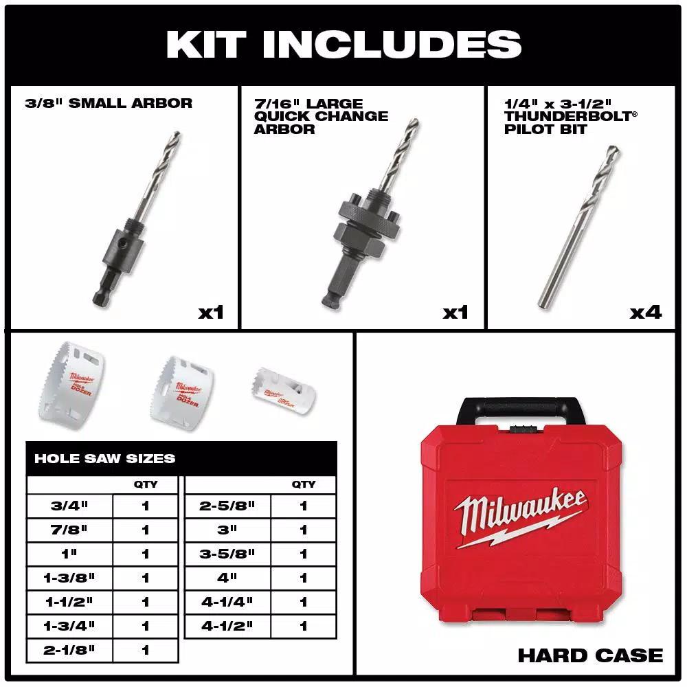 Milwaukee Hole Dozer Bi-Metal Hole Saw & SHOCKWAVE Impact Duty Bit Set, 65-Piece
