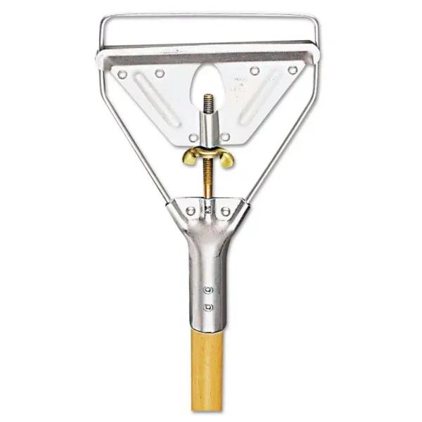 Boardwalk 63 in. Natural Wood Mop Handle with Screw Clamp Metal Head