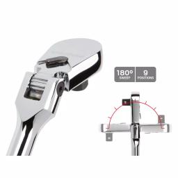 TEKTON 3-Piece Flex Ratchet Set, 1/4 in., 3/8 in., and 1/2 in. Drive, 90-Tooth, 180° Adjustable Head thumbnail 3