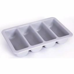 Basicwise Gray Plastic 4-Compartment Commercial Cutlery Holder, Drawer Organizer (Set of 10) thumbnail 1
