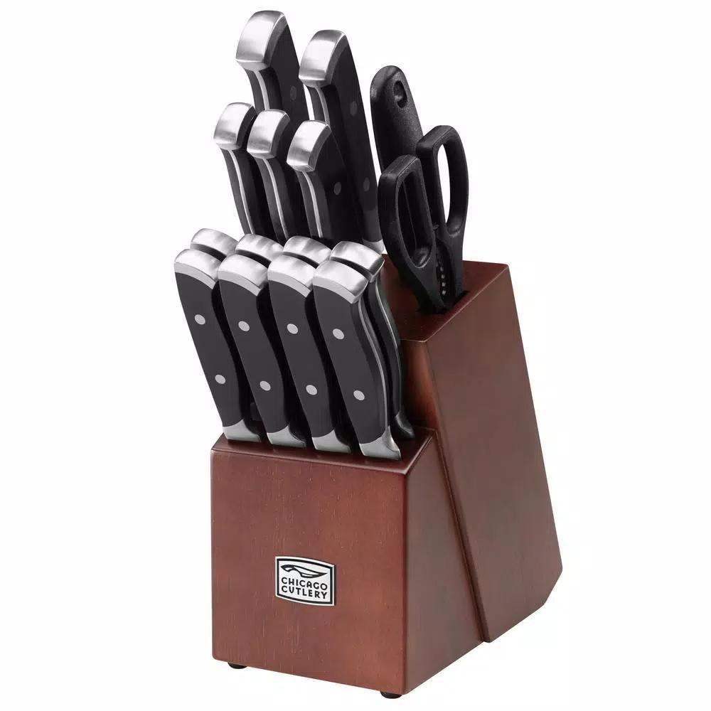 Chicago Cutlery Armitage 16-Piece German Forged Stainless Steel Knife Block Set with Espresso Wood Block