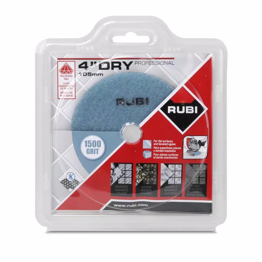 Rubi 4 in. 1500 Grit Resin Dry Polishing Pad for Engineered Stone, Concrete, Marble & Granite