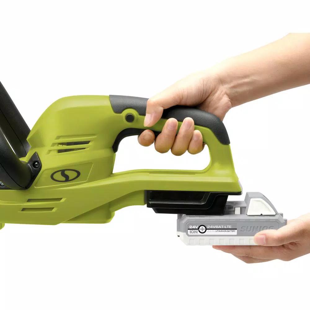 Sun Joe 22 in. 24V Cordless Hedge Trimmer Kit with 2.0 Ah Lithium-Ion Battery and Charger