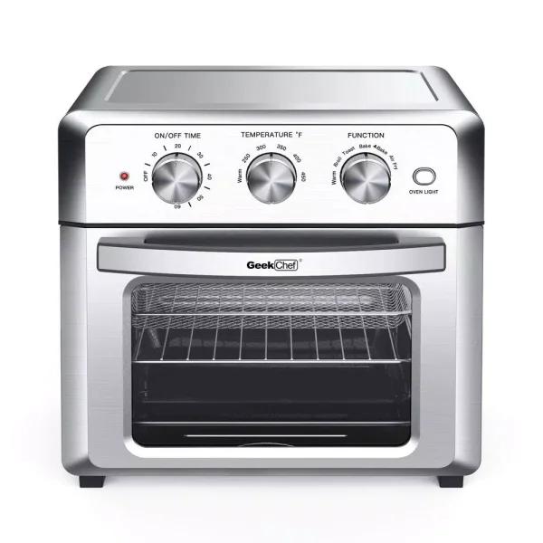 Boyel Living 19 Qt. Silver Stainless Steel Air Fryer Toaster Oven with 1500W Power, Roast, Bake, Broil & Reheat