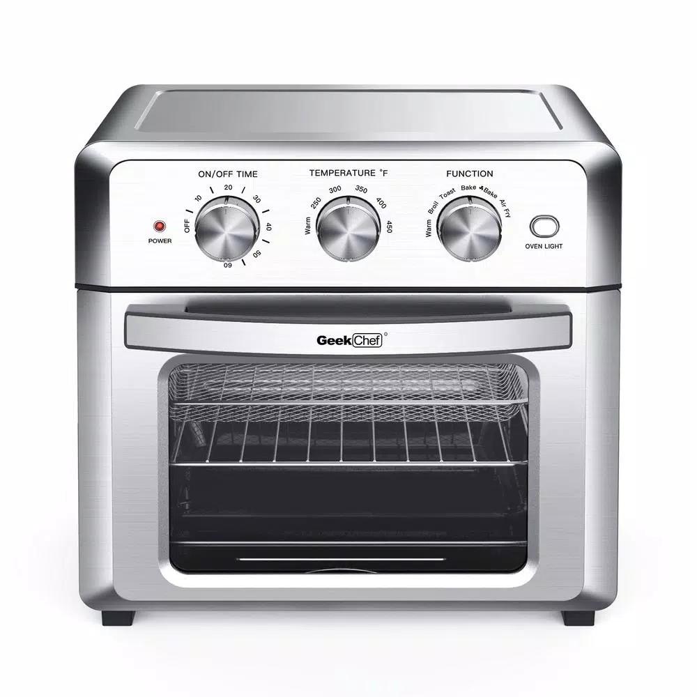 Boyel Living 19 Qt. Silver Stainless Steel Air Fryer Toaster Oven with 1500W Power, Roast, Bake, Broil & Reheat