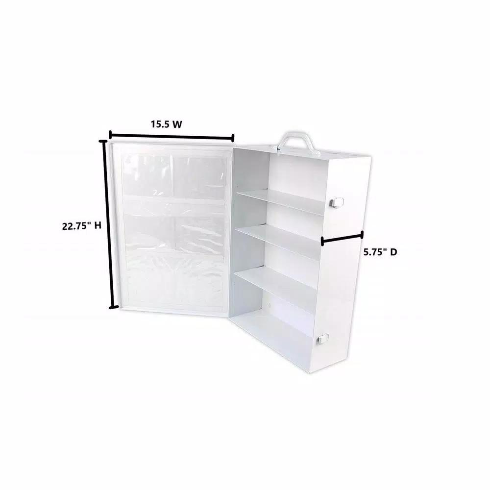 Rapid Care 4-Shelf First Aid Cabinet, Powder-Coated Steel Wall Mount Storage