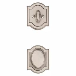 Baldwin Prestige Wesley Single Cylinder Satin Nickel Handleset with Arch Rose Carnaby Knob and SmartKey Security thumbnail 7