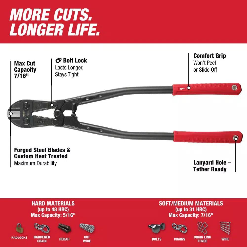 Milwaukee 24 in. Bolt Cutter with 7/16 in. Max Cut Capacity