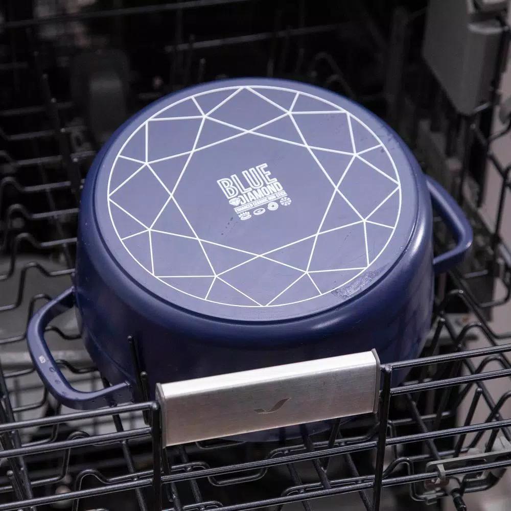 Blue Diamond 5.5 QT Blue Aluminum Nonstick Dutch Oven with Glass Lid