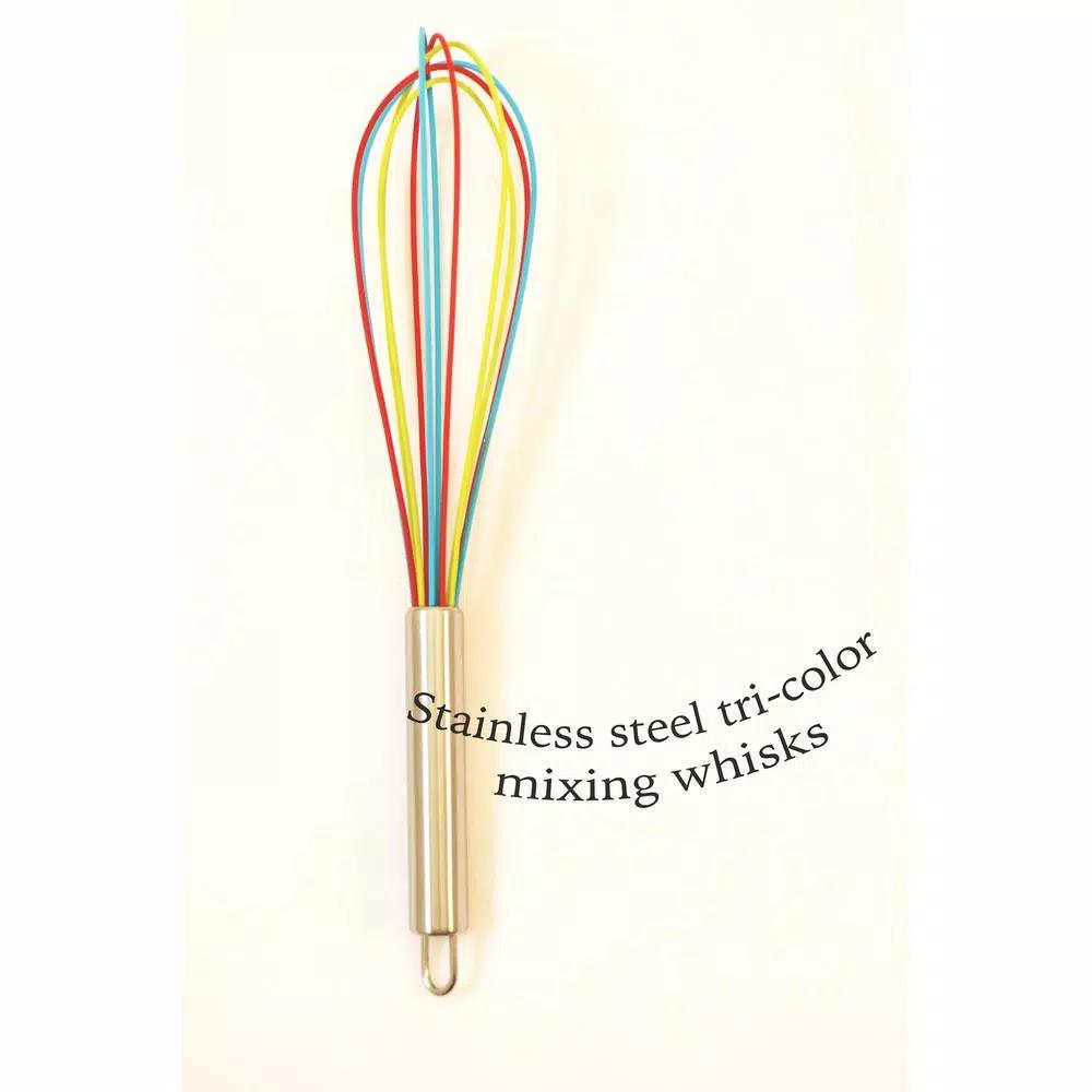 ExcelSteel Stainless Steel Tri-Color Silicone Coated Balloon Whisk Set, 3-Piece