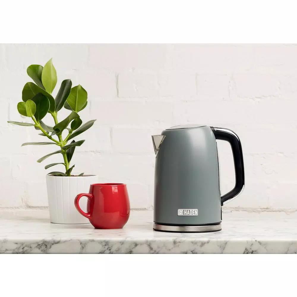 Haden Perth 1.7L Electric Kettle, 7-Cup Stainless Steel with Auto Shut-Off and Boil-Dry Protection, Grey