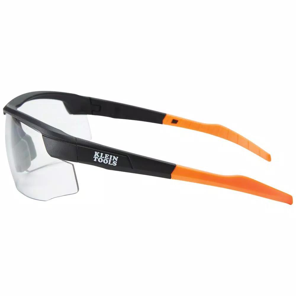 Klein Tools Safety Glasses, Clear Polycarbonate Lens, Anti-Fog & Scratch Resistant, Black/Orange