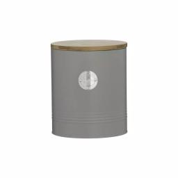 Typhoon Living Gray Cookie Tin with Sustainable Bamboo Lid - 114 oz Carbon Steel Cookie Jar thumbnail 2