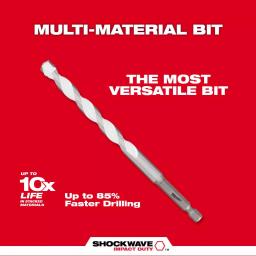 Milwaukee SHOCKWAVE 5/16 in. Carbide Multi-Material Drill Bit, 6 in. Length, 1/4 in. Hex Shank thumbnail 4