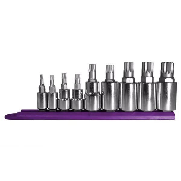 Mayhew 9-Piece Triple Square Socket Bit Set, Metric, S2 Tool Steel & Chrome Plated