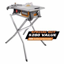 RIDGID 7 in. Table Top Wet Tile Saw, 6.5 Amp, with Bonus Stand and Diamond Blade thumbnail 1
