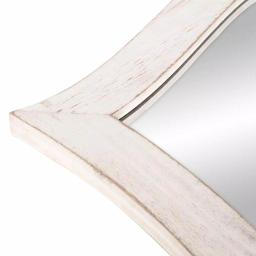 Pinnacle White Scallop Framed Wall Mirror - Distressed Whitewash Solid Wood - 36.75 in. W x 24.25 in. H thumbnail 4