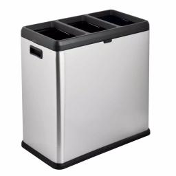 Step N' Sort 16 Gal. Stainless Steel 3-Compartment Open Top Trash and Recycling Bin with Removable Bins thumbnail 1