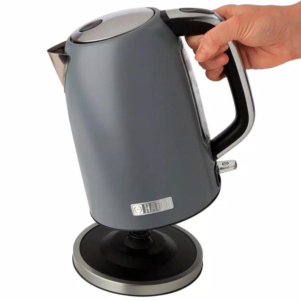 Haden Perth 1.7L Electric Kettle, 7-Cup Stainless Steel with Auto Shut-Off and Boil-Dry Protection, Grey
