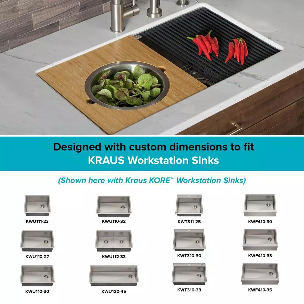 KRAUS Stainless Steel Mixing Bowl and Colander Set for Workstation Sinks