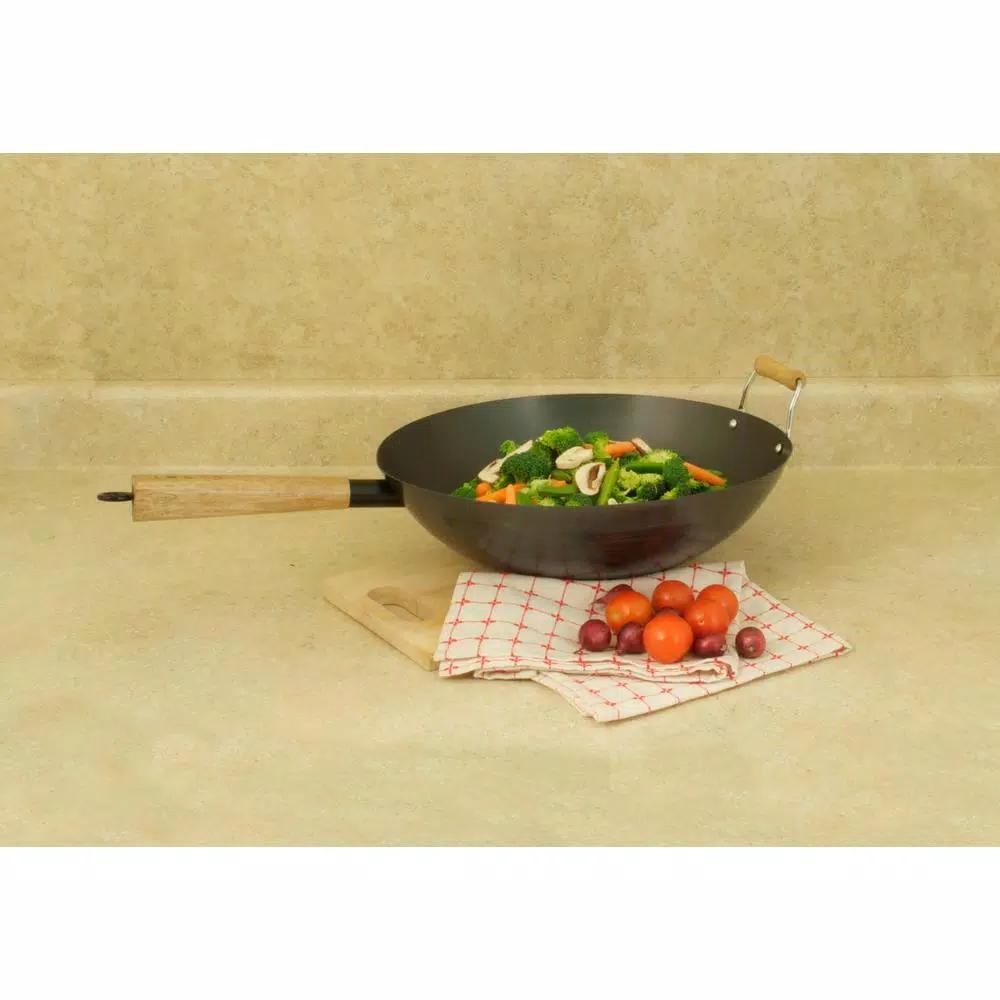 Cook Pro 14 in. Professional Heavy Duty Carbon Steel Wok with Assist Handle