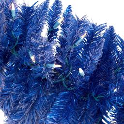 Nearly Natural 6 ft. Blue Flocked Artificial Christmas Garland with 50 Warm White LED Lights thumbnail 3
