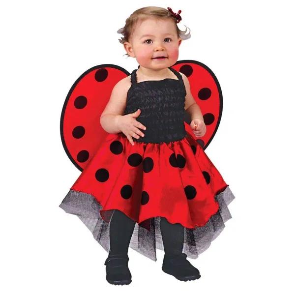 Fun World Baby Girl Ladybug Halloween Costume - Red and Black Polka Dot Dress with Wings, 18-24 Months