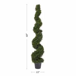Pure Garden 60 in. Faux Boxwood Spiral Topiary Artificial Plant thumbnail 2