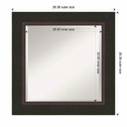Amanti Art Milano 26 in. Square Beveled Edge Bathroom Vanity Mirror, Bronze Wood Frame thumbnail 5