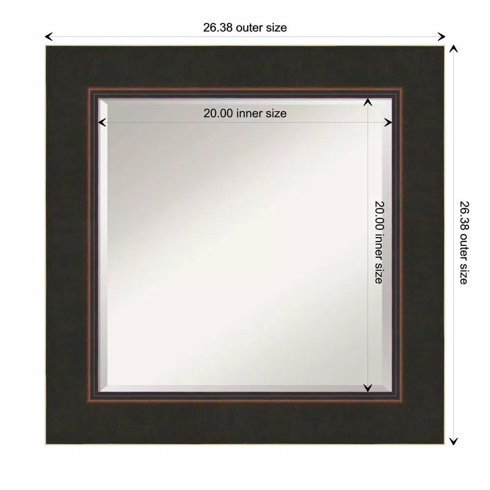 Amanti Art Milano 26 in. Square Beveled Edge Bathroom Vanity Mirror, Bronze Wood Frame