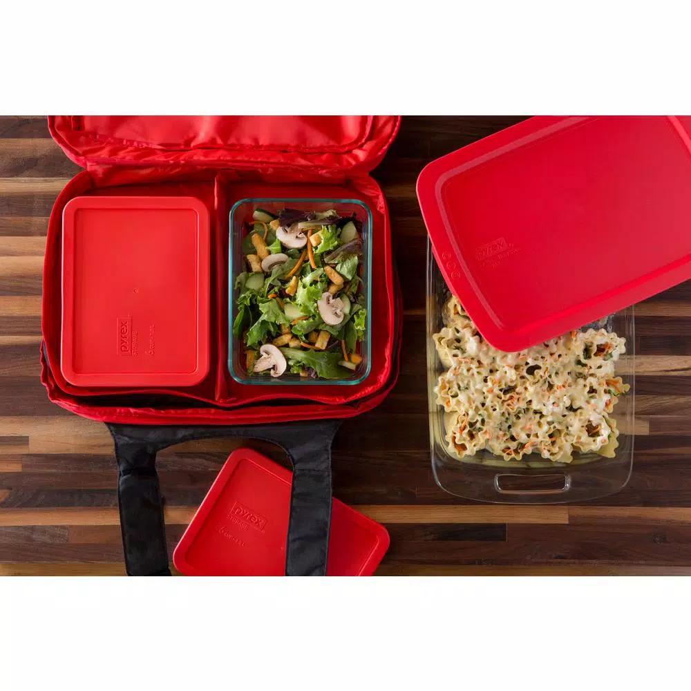 Pyrex 9-Piece Glass Bakeware and Storage Set with Insulated Carrying Bag