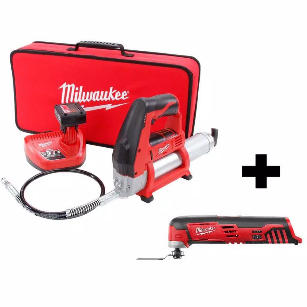 Milwaukee M12 12V Lithium-Ion Cordless Grease Gun Kit with M12 Multi-Tool
