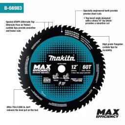 Makita 12 in. 60T Carbide-Tipped Max Efficiency Miter Saw Blade thumbnail 2