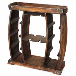 Vintiquewise Rustic Wooden 8-Bottle Wine Rack with Integrated Glass Holder thumbnail 1