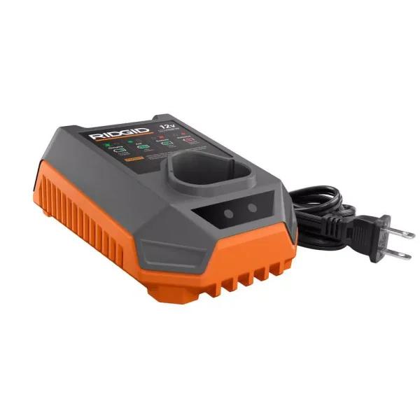 RIDGID 12V Lithium-Ion Battery Charger, Slim Profile Design