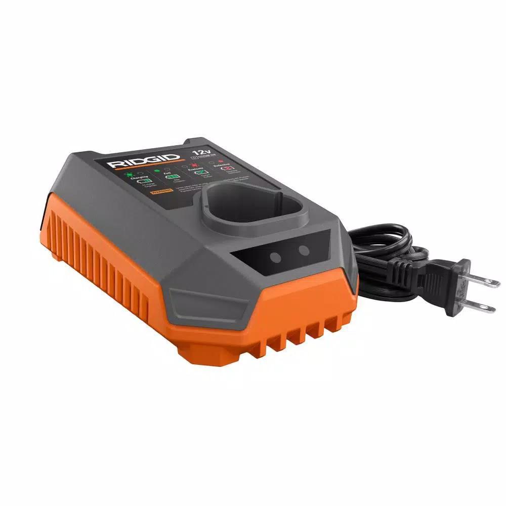 RIDGID 12V Lithium-Ion Battery Charger, Slim Profile Design