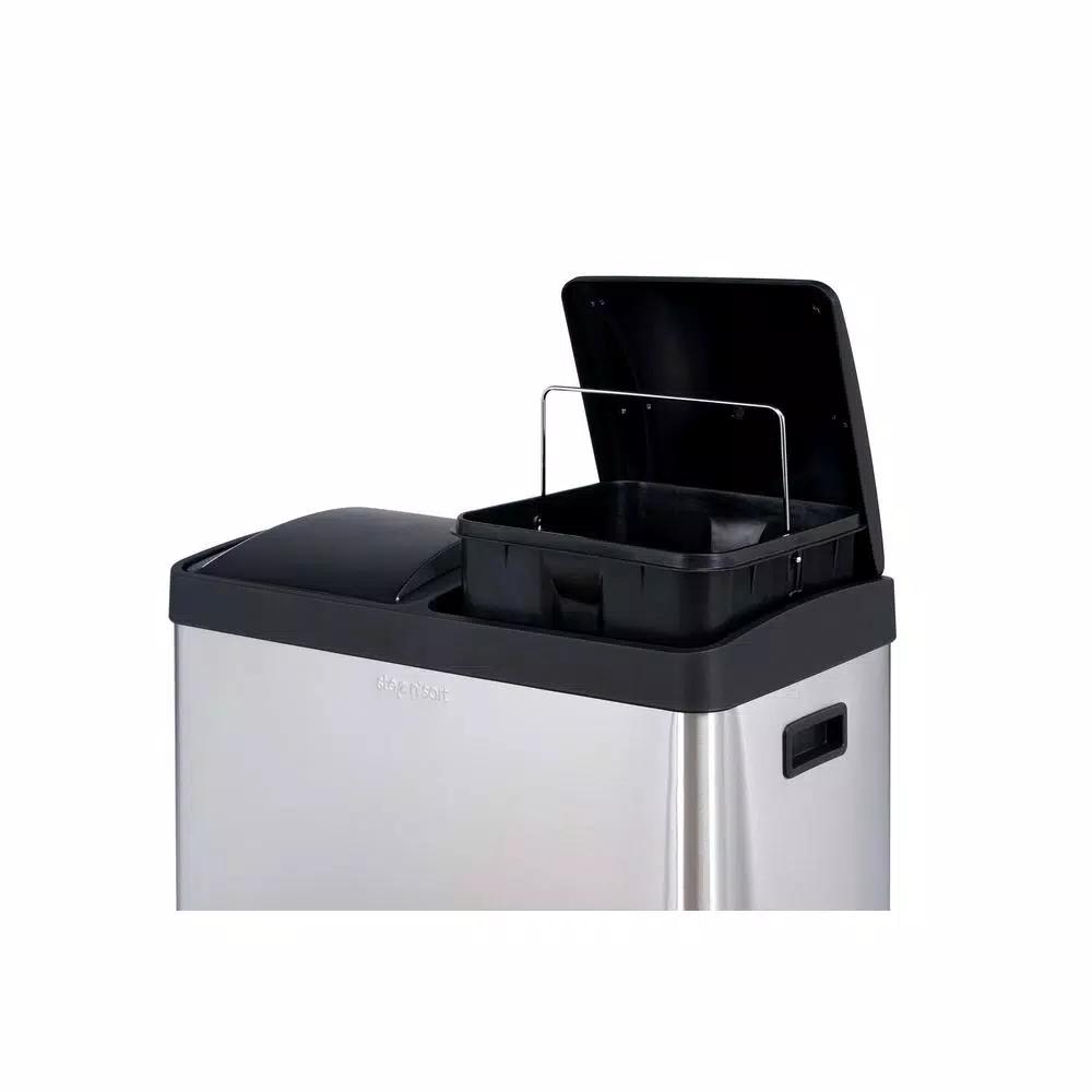 Step N' Sort 16-Gallon 2-Compartment Stainless Steel Trash Can and Recycling Bin