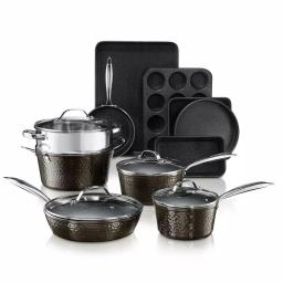 Granitestone 15-Piece Aluminum Hammered Non-Stick Diamond Infused Cookware and Bakeware Set thumbnail 1